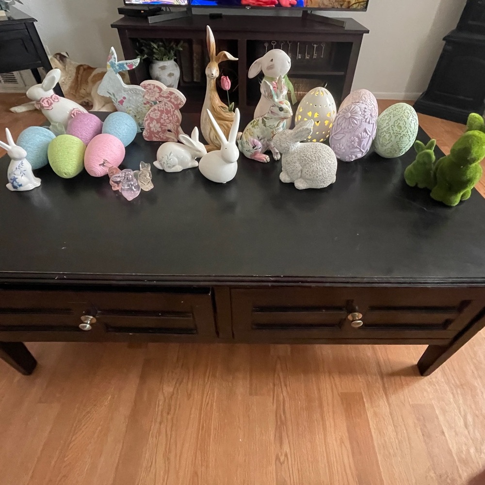 Easter Bunny and Egg Figurine Set